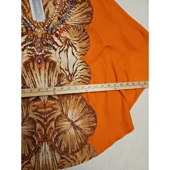 Chico's Poncho Bright Shell Paradise Lily Oarnge S/M New‎ - Picture 2 of 8